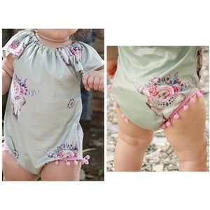 Baby bull skull romper